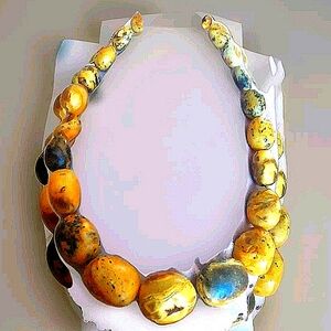 🌞ReservedChunky Rare Autentic Greenish Creamy Butter Scotch Ambers Necklace.18"